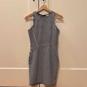 Navy Striped Sleeveless Mini Dress